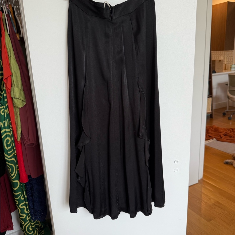 Little Moon Black Maxi A-Line Skirt with Slit